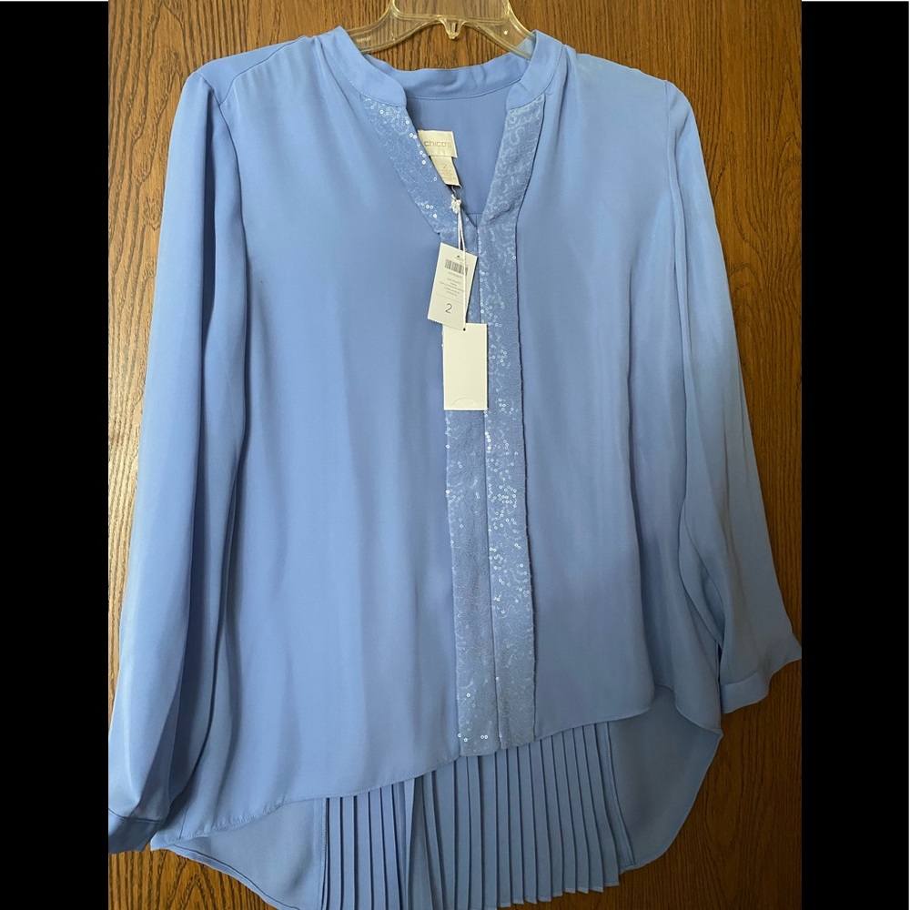 Chico’s periwinkle button down dress blouse